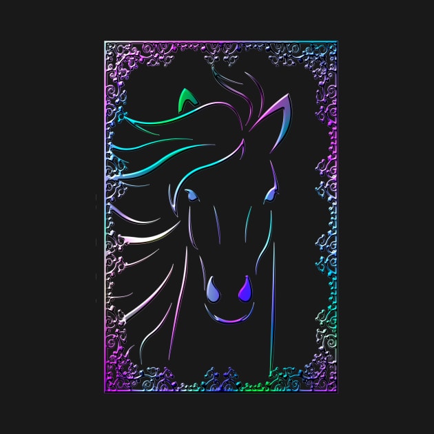 Horse Animal Wildlife Forest Nature Chrome Graphic by Cubebox