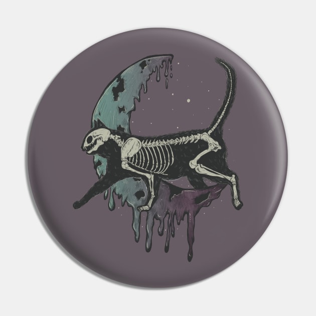 Cat Skeleton over the moon Pin by Jess Adams