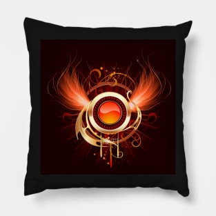 Hot round banner with fiery wings Pillow