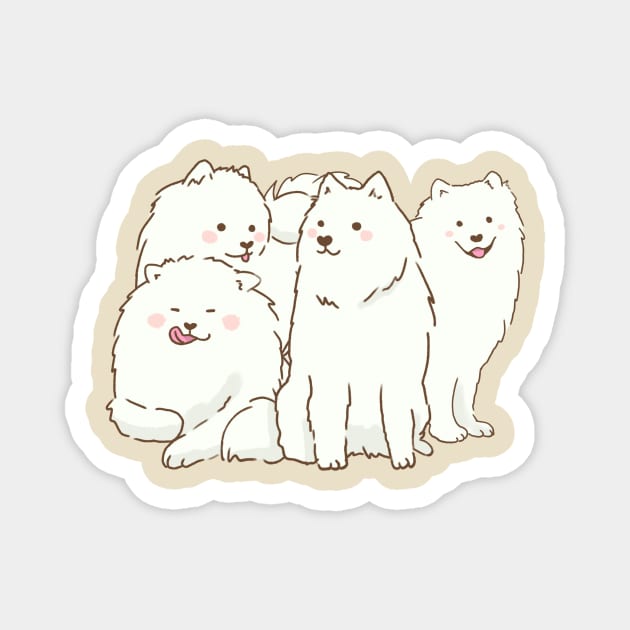 Cute samoyed dogs smiling with tongue out Magnet by Mayarart