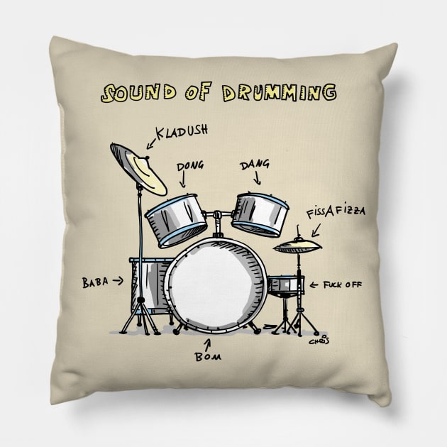 Sound-of-Drumming Pillow by schlag.art