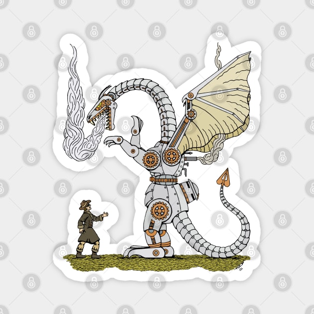 Mechanical Dragon Magnet by AzureLionProductions