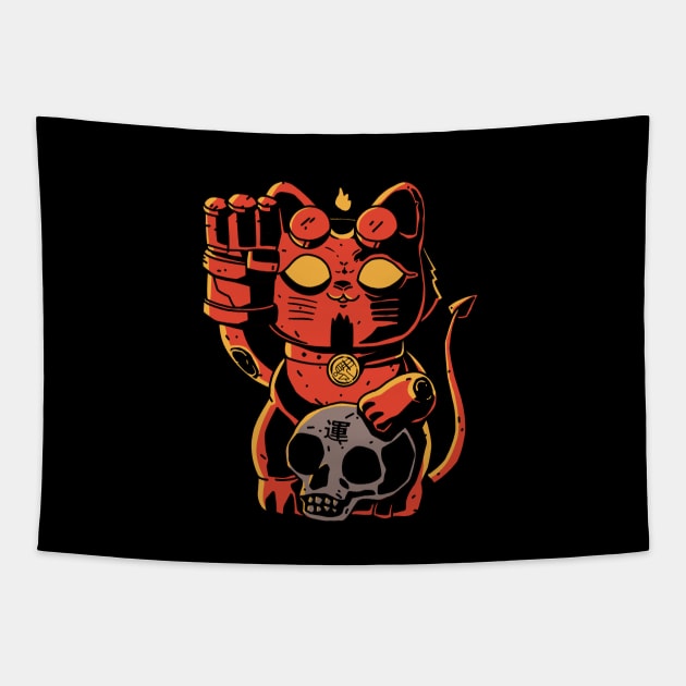 Lucky Hell Cat Tapestry by ppmid