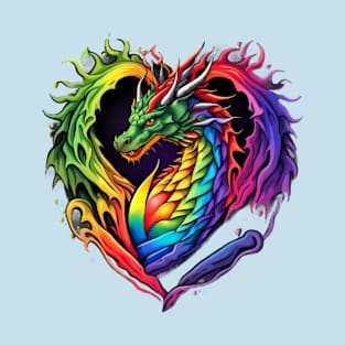 Majestic Dragon's Rainbow Heart Burst Tee T-Shirt