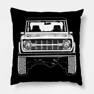 White 1974 Classic Bronco Sketch Art Pillow