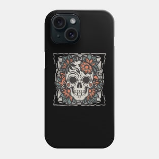 Floral skull retro tattoo Phone Case