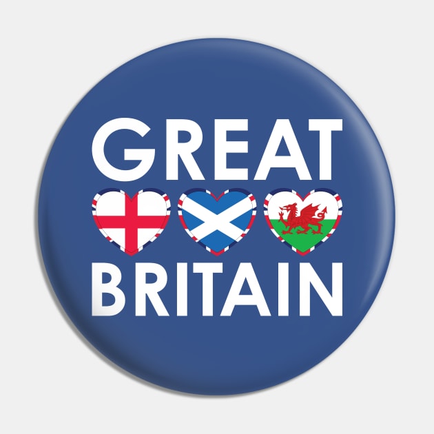Great Britain England Scotland Wales Flags Hearts Pin by DPattonPD