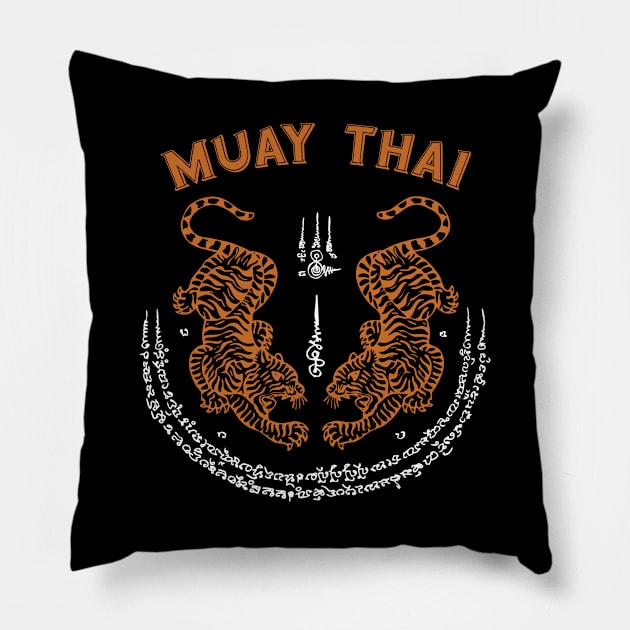 Muay Thai Kickboxing Thailand Sak Yant Tattoo T-Shirt Pillow by VintCam