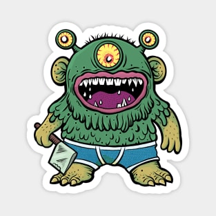 Monster In Underpants With Axe Magnet