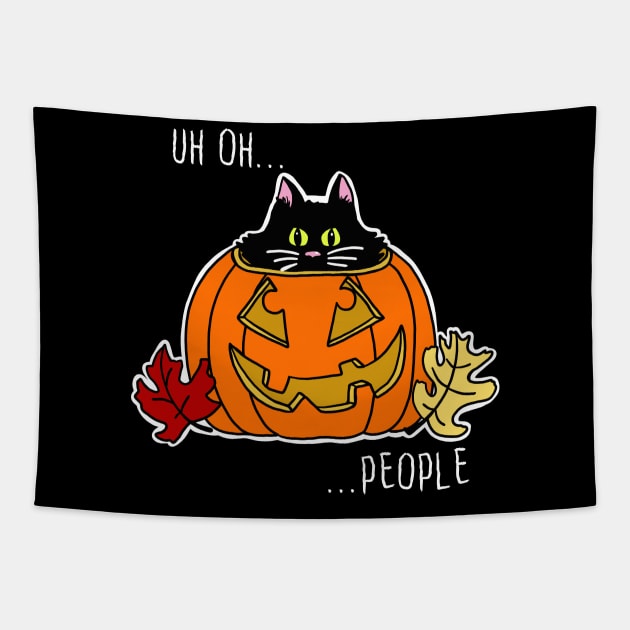 Scaredy Cat in a Jack-O-Lantern Tapestry by SNK Kreatures