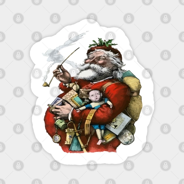 Vintage Style Colored Ink Illustration Of Santa Claus Magnet by taiche