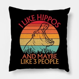 I Like Hippos And Maybe Like 3 People Pillow