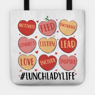 happy Hearts Lunch Lady Life Funny Valentine's Day Womens Tote