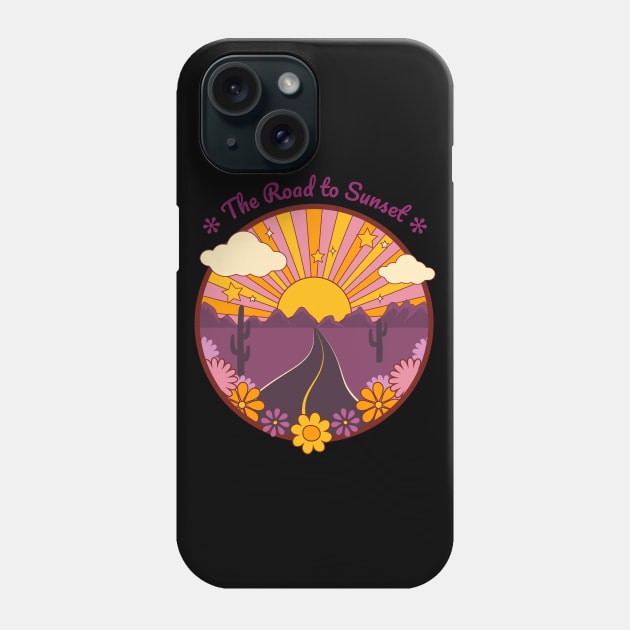 The Road To Sunset Retro Psychedelic Design Phone Case by Up 4 Tee