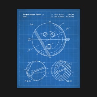 Bowling Ball Patent - Bowler 10 Pin Bowling Art - Blueprint T-Shirt