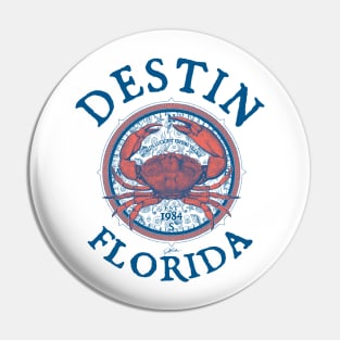 Destin, Florida, with Stone Crab on Wind Rose Pin