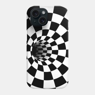 Optical Illusion Black Hole Checkerboard (Black/White) Phone Case