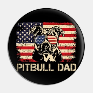 Best Pitbull Dad Ever Shirt American Flag 4th Of July Gift Pin