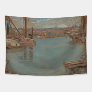 North River Dock, New York by Childe Hassam Tapestry