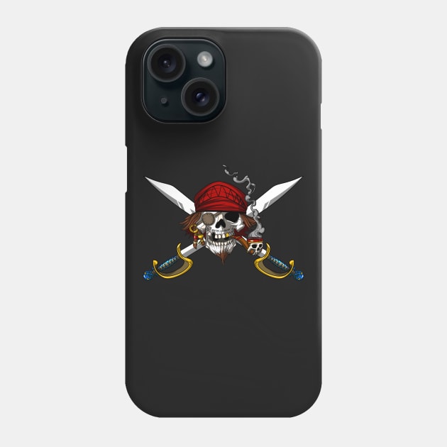 Pirate Flag Crossed Swords Skull Captain Costume Phone Case by underheaven