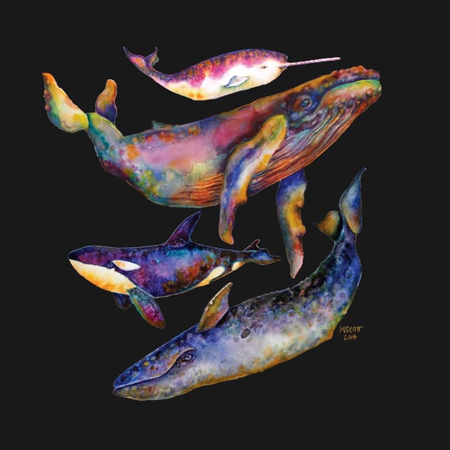 Four Whale Quartet - A Quartet of Whales by dotsofpaint