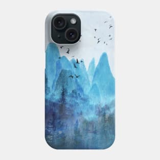 Turquoise Blue Mountainscape w Pine Forests Phone Case