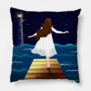 Modern Lady And Moonlight Pillow
