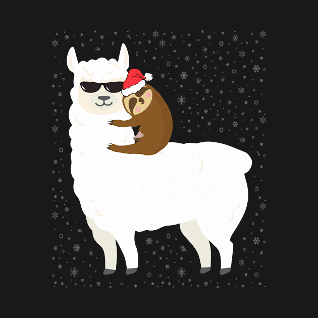 Sloth Riding Llama Cute Christmas by finchandrewf