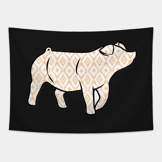 Rustic Yellow aztecPig Silhouette 1 - NOT FOR RESALE WITHOUT PERMISSION Tapestry by l-oh