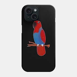 Red Eclectus Parrot Bird Drawing Phone Case