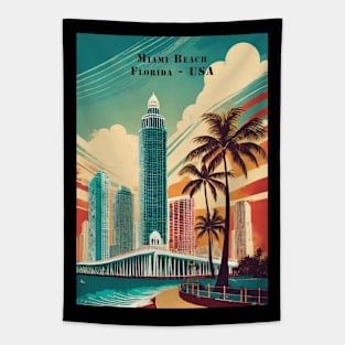 Miami Beach Vintage Travel Poster Tapestry