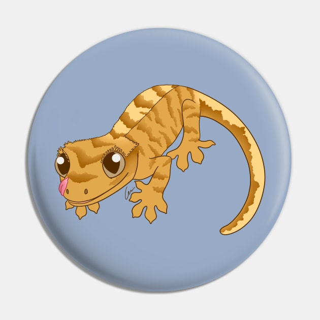 Crested Gecko Yellow Tiger Pin by anacecilia