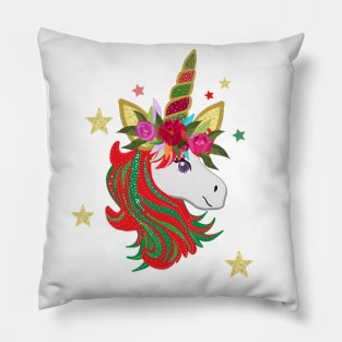 Merry Christmas magical unicorn Pillow