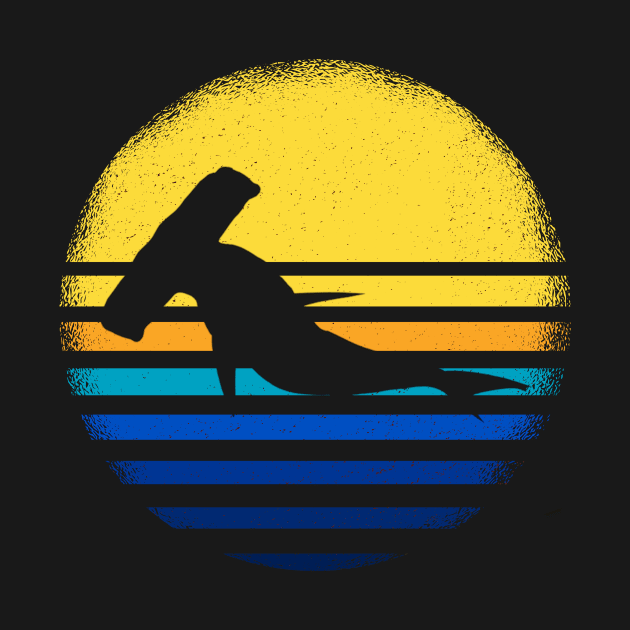 Hammerhead Shark Vintage Sunset Scuba Diving by Tengelmaker