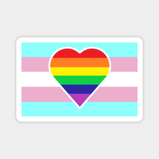 Transgender Pride Flag with Homosexual/Gay/Rainbow Heart Magnet