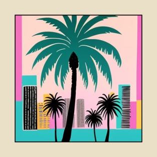 LA Vacation Palm Trees City Life Soft Pink Graphic T-Shirt