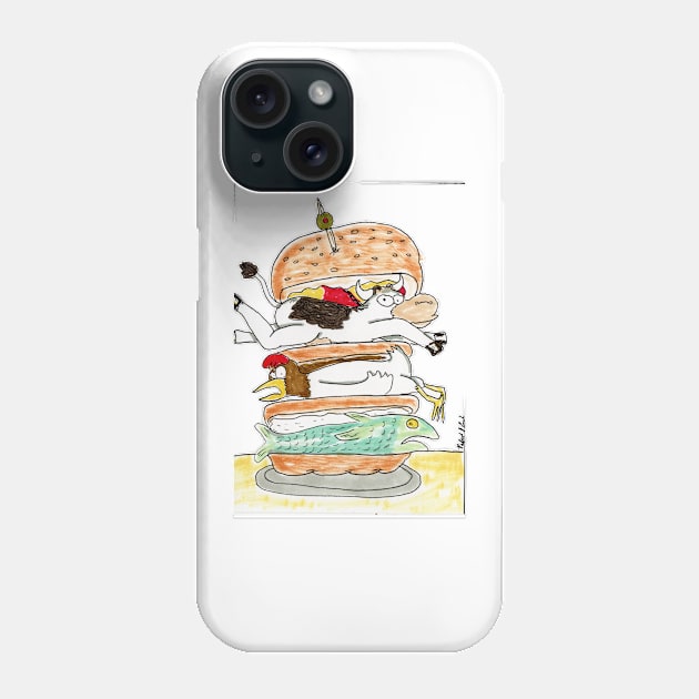 Silly Meat Sandwich Phone Case by ConidiArt