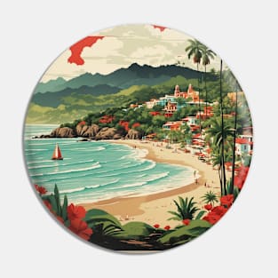 Sayulita Mexico Vintage Poster Tourism Pin