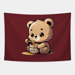 Bear Holds Honey Jar Tapestry