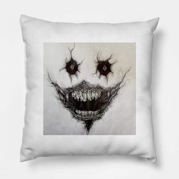 Scary face Pillow by HELLINISMOS