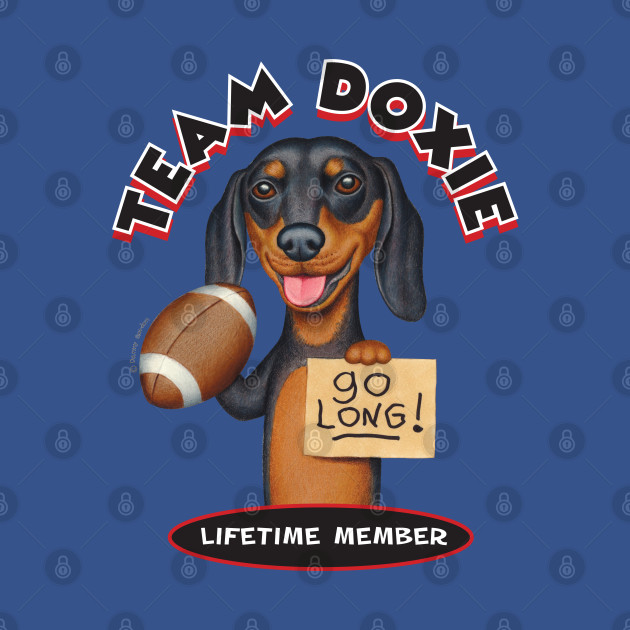 Disover Black Dachshund Holding Football - Dachshund Dog - T-Shirt