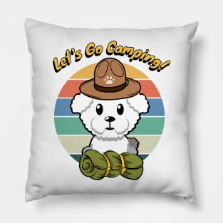 Cute Furry dog wants to go camping Pillow