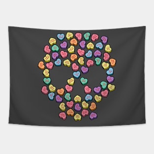 Death By Candy Valentine's Day Hearts Skull Tapestry