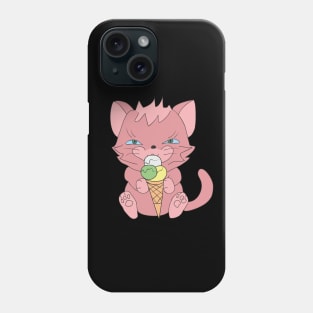 Cat with ice cream Phone Case