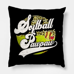 Softball Pawpaw Vintage Leopard Softball Family Matching Pillow