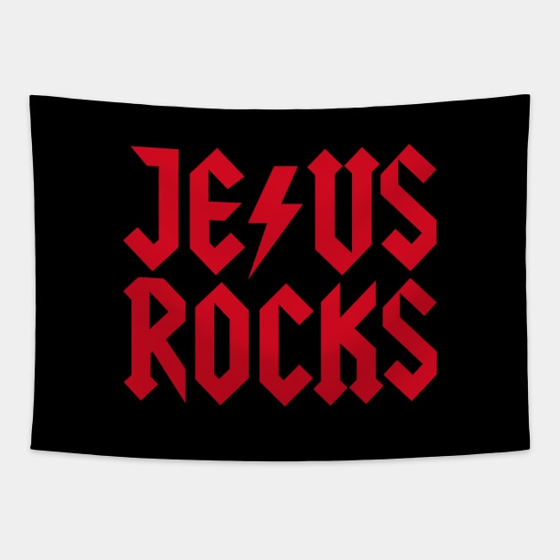 Jesus Rocks rock Bible Christ Church music Tapestry by LaundryFactory