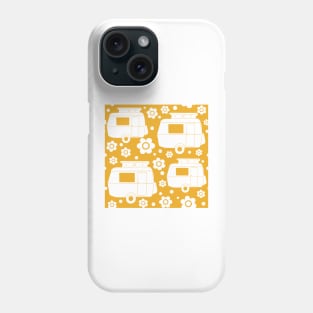 Daisy Polka Dot Vintage Caravan Pattern in Mustard Yellow and White Phone Case