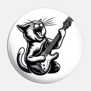 Cat Playing Guitar Pin