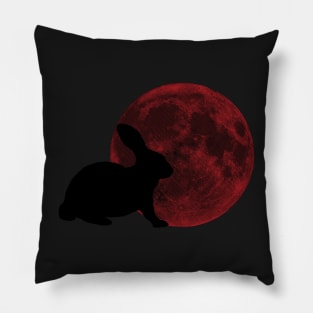 Minimalistic Red Moon Bunny  Rabbit - Bunny Moon Pillow