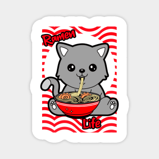 RAMEN Life Kawaii Cat Eating Ramen Noodles Magnet